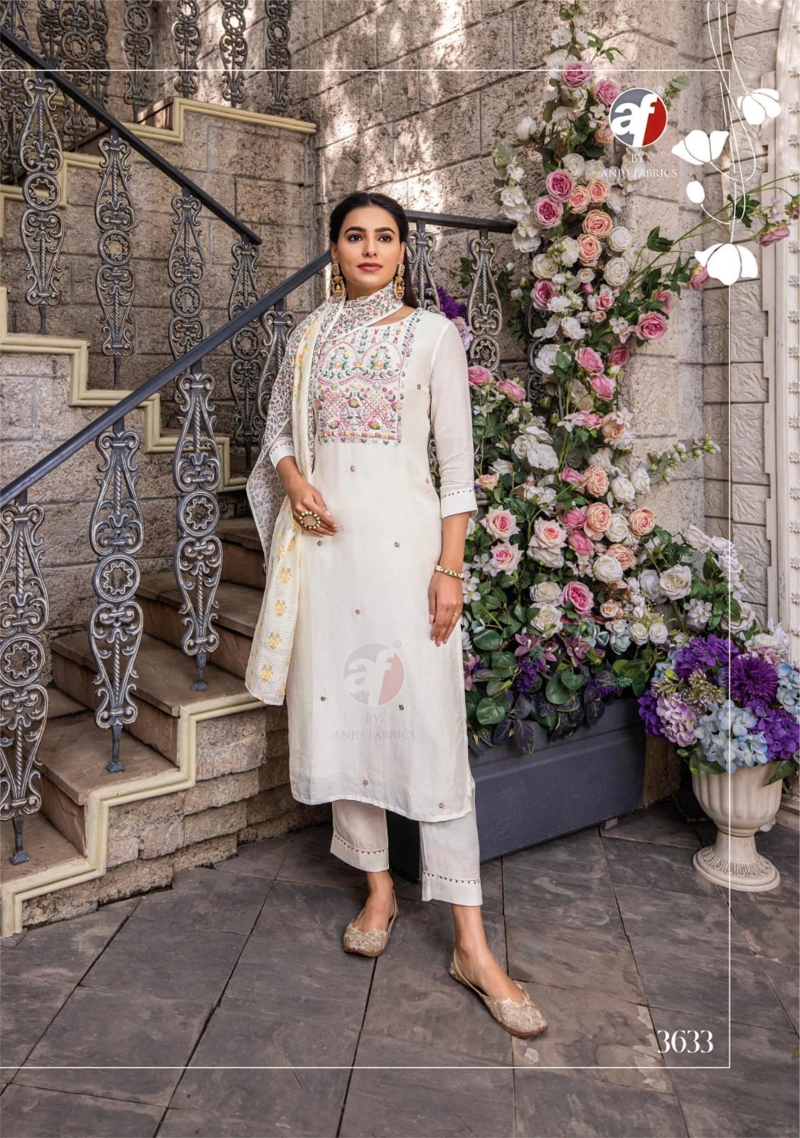 Anju Fabric Golden Meadows Vol 3 Pure Muslin Wholesale Fancy Readymade Salwar Suit Catalog — Wholesale Salwar Suits, Anju fabric wholesale from Surat — view 8